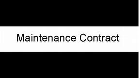 Maintenance Contract