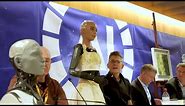 Inside the world's first robot-human press conference