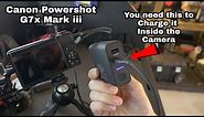 Canon G7X Mark iii How to Charge Battery through the Camera Body and Cool Accessories / powershot