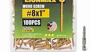 LIONMAX Wood Screws 1 Inch, Deck Screws #8 x 1", 100 PCS, Rust Resistant, Epoxy Coated, Exterior Wood Screw, Outdoor Decking Screws, Torx/Star Drive Head, T25 Star Bit Included, Tan
