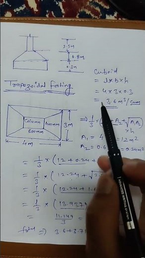 How to calculate the volume of trapezoidal footing #trapezoidal #volume #tatujitendra #footing #s...