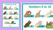 Numbers 0 to 10 in British Sign Language (BSL) Display Posters - Northern Dialect