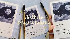 💙🤍 Aesthetic Polaroid Painting { Spotify Template } || with Watercolors | Timelapse