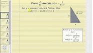 Proof - The Derivative of f(x)=arccot(x): d/dx[arccot(x)]