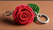 Create a Beautiful Rose Keychain with Crochet (Full Tutorial).