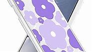 Axulimin for iPhone XR Case Cute Kawaii Purple Flower Floral Aesthetic Clear Phone Case for Girls Preppy Women - 6.1 Inch