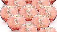 LAMORGIFT 12 Pcs Rose Gold Votive Candle Holders - Tea Lights Candle Holder for Mother's Day, Rose Gold Party Bridal Shower Decorations- Mercury Glass Votives for Wedding, Sweet 16 Party