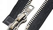#8 32 Inch Antique Brass Two Way Separating Jacket Zipper Y-Teeth Metal Zipper Heavy Duty Metal Zippers for Jackets Sewing Coats Crafts (32" Anti-Brass 2pcs)