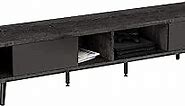 Bestier 70 inch Mid Century Modern TV Stand for 75 inch TV, Low Profile TV Stand with Storage, Entertainment Center for Living Room, Cord Management, Ash Wood Black