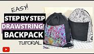 This Adult Sized Drawstring Backpack With Pocket has Easy to Follow Step By Step Sewing Instructions