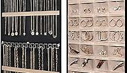 BAGSMART Hanging Jewelry Organizer, Necklace Holder Anti-tangle Earrings Rings Hanger with 10 Jewelry Bags Travel Storage Roll with Pockets Hang on Closet, Wall, Door,1 Piece, Small, Black
