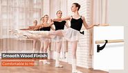 flybold Wall-Mounted Ballet Barre with Turning Board and Premium Wooden Bar - Home Workout and Dance Equipment - Rust, Wobble-Free - 4ft, 1.5ft Diameter - Multiple Colors