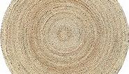 Jute Braided Rug, 8' Round Natural, Hand Woven Reversible Rugs for Kitchen Living Room Entryway, 8 Feet Round