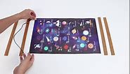 KAIRNE Outer Space Room Decor With Wood Magnetic Poster Hanger Framed ABC Alphabet Space Posters(28X45CM) Space Galaxy Themed Pictures For Boys Room Kids Space Room Nursery Classroom Decor