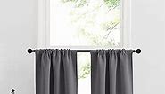 RYB HOME Short Curtains Half Window Curtains for Bedroom, Privacy Blackout Energy Saving Drapes for Living Room Bathroom Shades, Wide 29 x Long 24 inches per Panel, Grey, 2 Pcs
