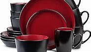 Stone Lain Albie 16-Piece Dinnerware Set Stoneware, Red and Black