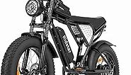Ridstar Electric Bike for Adults, 1000/2000W, 25/30/37MPH,48V-52V, 20AH,40AH Battery, Max 50-180 Miles Electric Motorcycle, 20" Fat Tire Dirt Bike, Shamano 7-Speed E-Bike