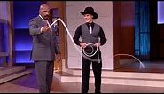 Steve Harvey Learns How to Use a Whip