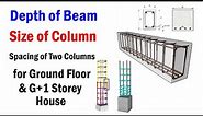 Size of Beam , Size of Column and Spacing between Two Column