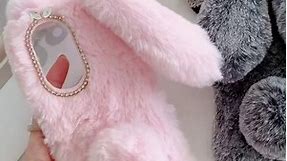 Mikikit Furry Bunny Phone Case for XR, Fashion Protective Phone Shell for Girls, White Fluffy Faux Fur Animal Rabbit Phone Case Thin Clear Protective Plush Cover for XR