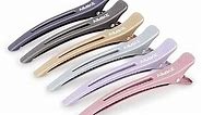 AIMIKE 6pcs Professional Hair Clips for Styling Sectioning, Anti-Slip No-Trace Duck Billed Hair Clips with Silicone Band, Salon and Home Hair Cutting Clips for Hairdresser, Women, Men - 4.3” Long