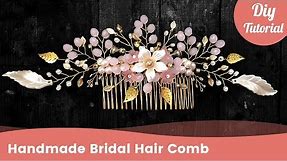 DIY Golden Bridal Hair Comb Tutorial. Wedding Hair Accessories.