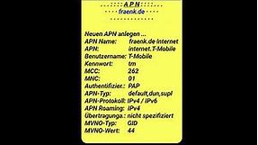 fraenk.de T-Mobile congstar APN Internet Access Point Germany