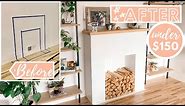 DIY Simple Modern Faux Fireplace + Mantle Build on a Budget! -Home Renovation Series