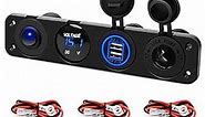 Nilight 4 in 1 ON/OFF Charger Socket Panel Dual USB Socket Power Outlet & LED Voltmeter &Cigarette Lighter Socket& LED Lighted ON Off Rocker Toggle Switch for Truck Car Marine Boats RV,2 Yeas Warranty