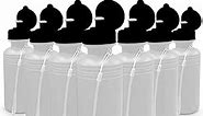 4E's Novelty Sports Water Bottles Bulk (12 Pack) 18 oz Squeeze Reusable Plastic White Water Bottle, BPA Free, School Kids Water Bottles Party Favor Gift Giveaways