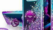 Silverback Galaxy Note 8 Case, Moving Liquid Holographic Sparkle Glitter Case with Kickstand, Bling Diamond Rhinestone Bumper W/Ring Slim Samsung Galaxy Note 8 Case for Girls Women -Purple