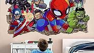 Wthh Superhero Wall Stickers for Boys Bedroom - Comic Removable Vinyl Wall Decal - Kids Room Decor Wall Art Posters - Large 24" x 16"
