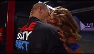 After saving her from Kane, John Cena and Eve kiss as Zack Ryder looks on: Raw, Feb. 14, 2012