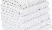 GOLD TEXTILES 6 White Economy Bath Towels Bulk (24x48 Inch) Cotton Blend for Softness-Commercial Grade Easy Care