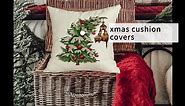 RABUSOFA Winter Christmas Pillow Covers 18x18 Inch,Christmas Tree Decorations Pillows Decorative Throw Pillow Cases,Cute Cat Xmas Cushion Covers for Holiday Home Couch Green(31)