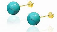 SmileBelle Turquoise Earrings for Women as Mother's Day Gift Ideas, 18k Turquoise Jewelry as Gold Stud Earrings,Handmade Genuine Turquoise Post Earrings for Sensitive Ears as Birthday Gifts