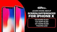 Screens for iPhone X Comparison - GX Hard OLED, GX Soft OLED, ZY Hard OLED, Tianma LCD