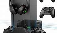 Wall Mount Kit for Xbox Series X with 2 Controller Wall Holders and 3 Detachable Hooks, Wall Mount Shelf for Xbox Series X Accessories with Dual Ventilation Design, Place Console Front Facing