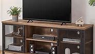 FATORRI Industrial Entertainment Center for TVs up to 65 Inch, Rustic Wood TV Stand, Large TV Console and TV Cabinet for Living Room (60 Inch Wide, Rustic Oak)