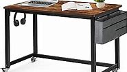 AHB 39" Rolling Computer Desk with 4 Smooth Wheels, Simple Style Mobile Writing Desk Home Office Study Table Movable Workstation with Metal Frame