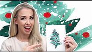 Quick And Easy Abstract Christmas Tree Watercolor Painting Tutorial - Perfect For Beginners!