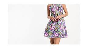 Pimkie halterneck mini dress with low back in purple floral | ASOS