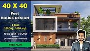 40x40 House Design 3D | 180 Gaj | 1600 sqft | 40*40 house design | 12X12 Meter || DV Studio