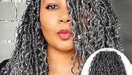 6 Packs New Goddess Curly Locs Crochet Hair 14 Inch Curly Crochet Hair Faux Locs Crochet Hair Boho Hippie Locs River locs Synthetic Hair Extensions for Braids for Black Women(14Inch?T1B/Gray)