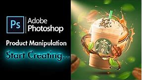 Starbucks Simple Product manipulation in Photoshop | advertising poster design | photoshop tutorial