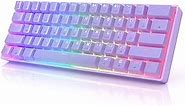 HK GAMING GK61 Mechanical Gaming Keyboard - 61 Keys Multi Color RGB Illuminated LED Backlit Wired Programmable for PC/Mac Gamer (Gateron Optical Brown, Lavender)