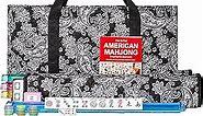 American Mahjong Game Set, 166 Premium White Tiles, 4 All-in-One Color Rack/Pushers, Complete Mahongg Tile Set Black Printed Carrying Bag