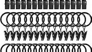 AMZSEVEN 44 Pack Metal Curtain Rings with Clips, Curtain Hangers Clips, Drapery Clips with Rings, Drapes Rings 1 in Interior Diameter, Fits Diameter 5/8 in Curtain Rod, Vintage Black