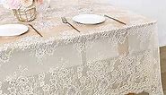 Ivory Lace Tablecloth Exquisite Wedding Lace Fabric 60x120 inches Vintage Lace Overlay Rectangle Outdoor Party Event Decoration Classic Lace Tablecloth