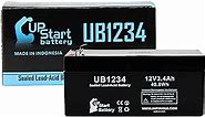 UB1234 Universal Sealed Lead Acid Battery (12V, 3.4Ah, F1 Terminal, AGM, SLA) Replacement - Compatible with Honeywell 5000, Cyberpower CP425SLG, CP425G, APC Back-UPS ES BE350G